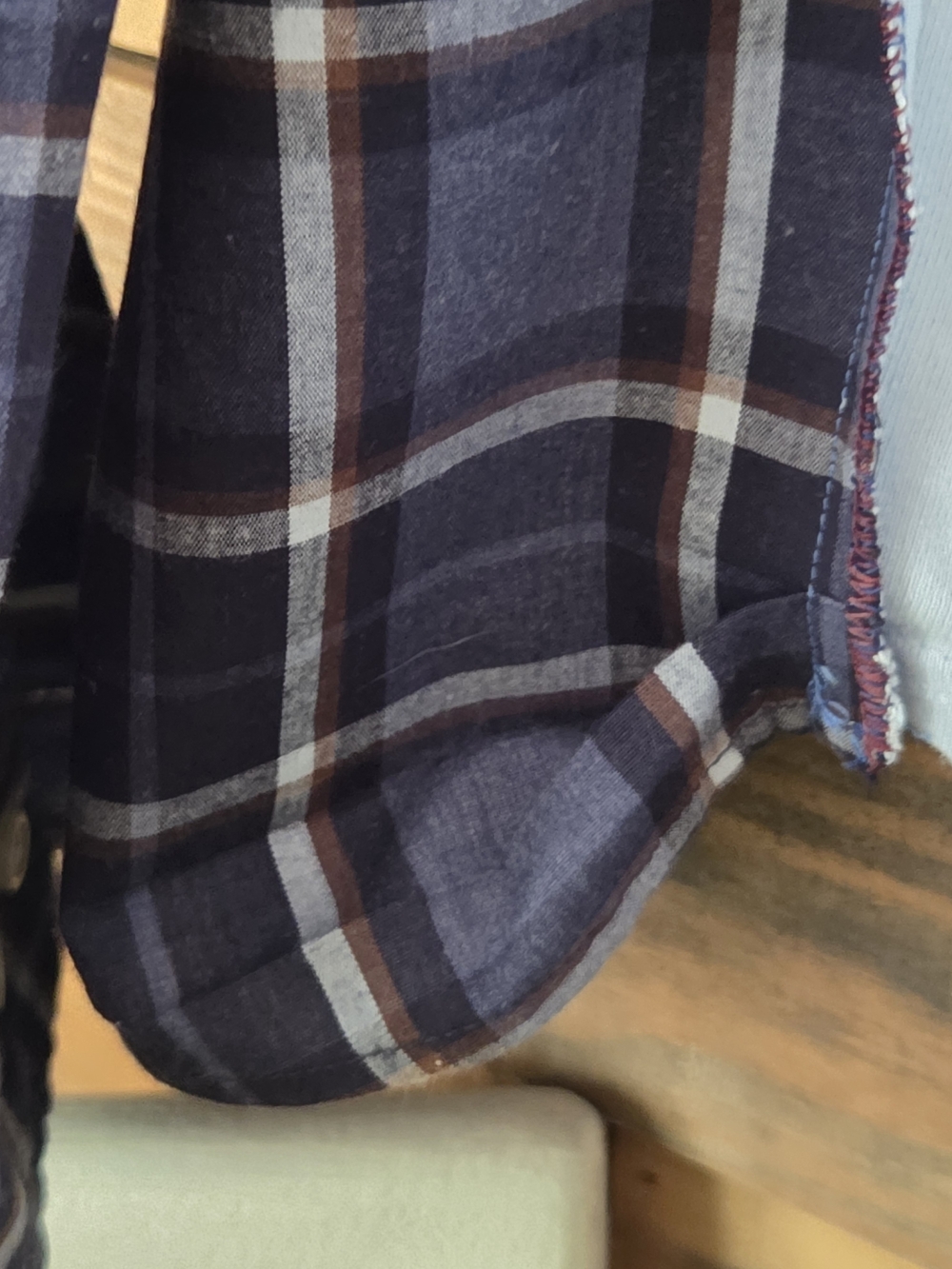 Upcycled Graphic Mets Light Blue T-shirt   & Navy Plaid Long-Sleeve - Picture 6 of 8